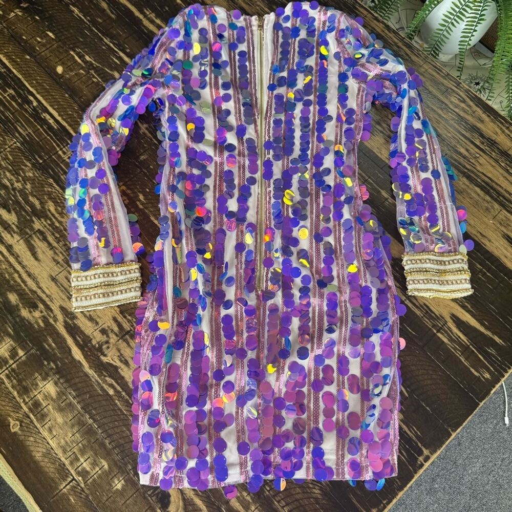 L’ATISTE - Purple Sequin & Gold Dress - SMALL - Picture 9 of 16